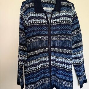 Erika Blue and White Patterned Cardigan